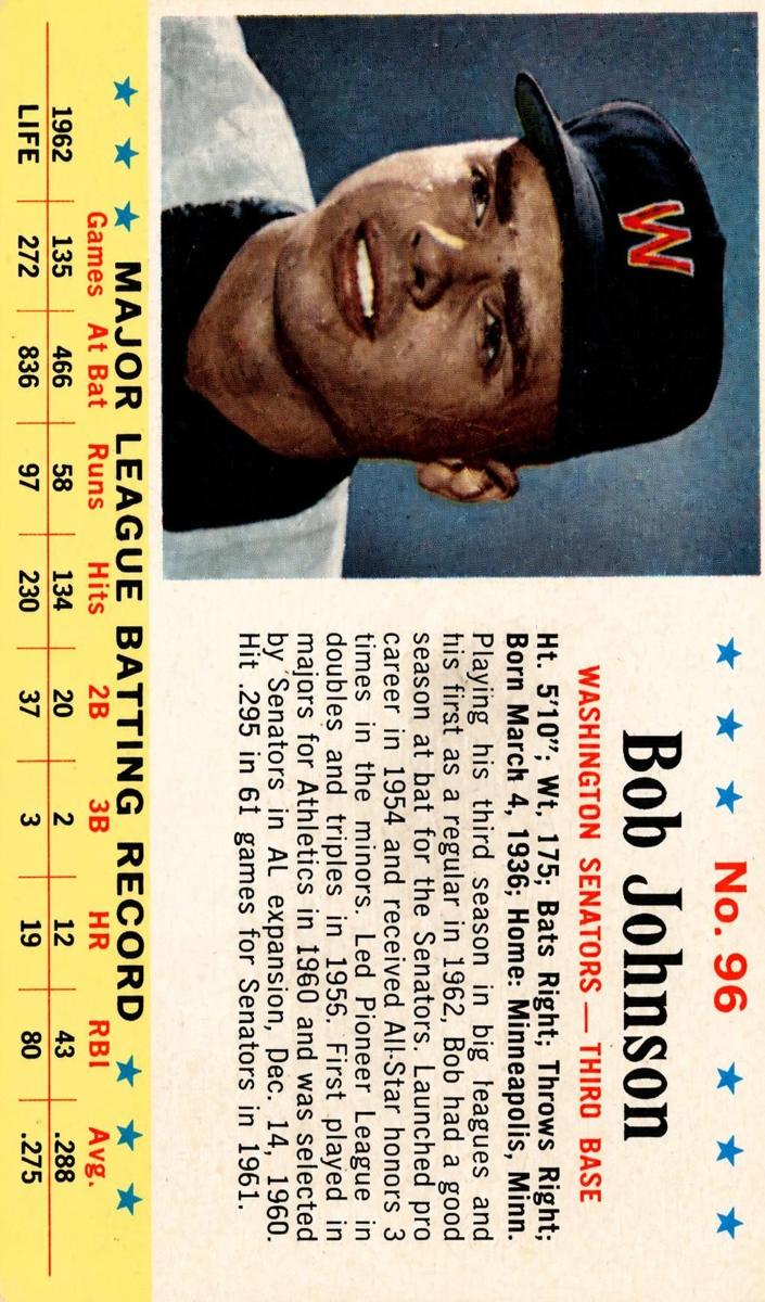 1963 Bob Johnson #96