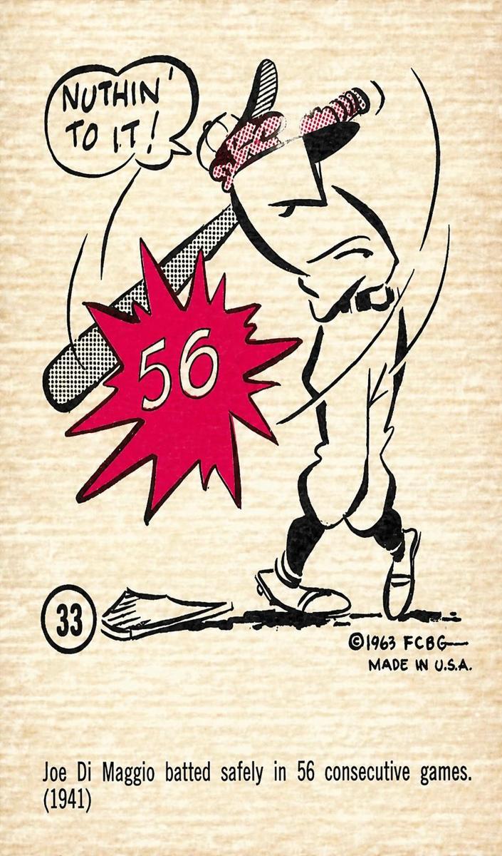 1963 Gad Fun Cards Joe DiMaggio #33 card