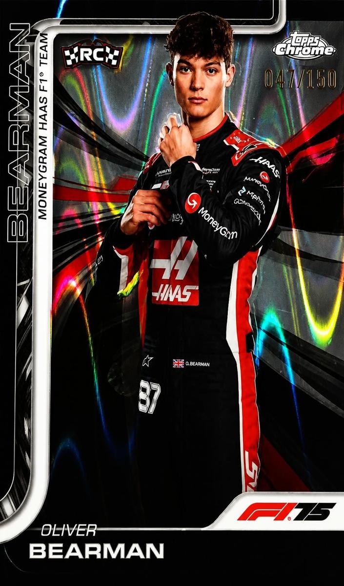 2025 Topps Chrome F1 Oliver Bearman [Blue Refractor] #14 card