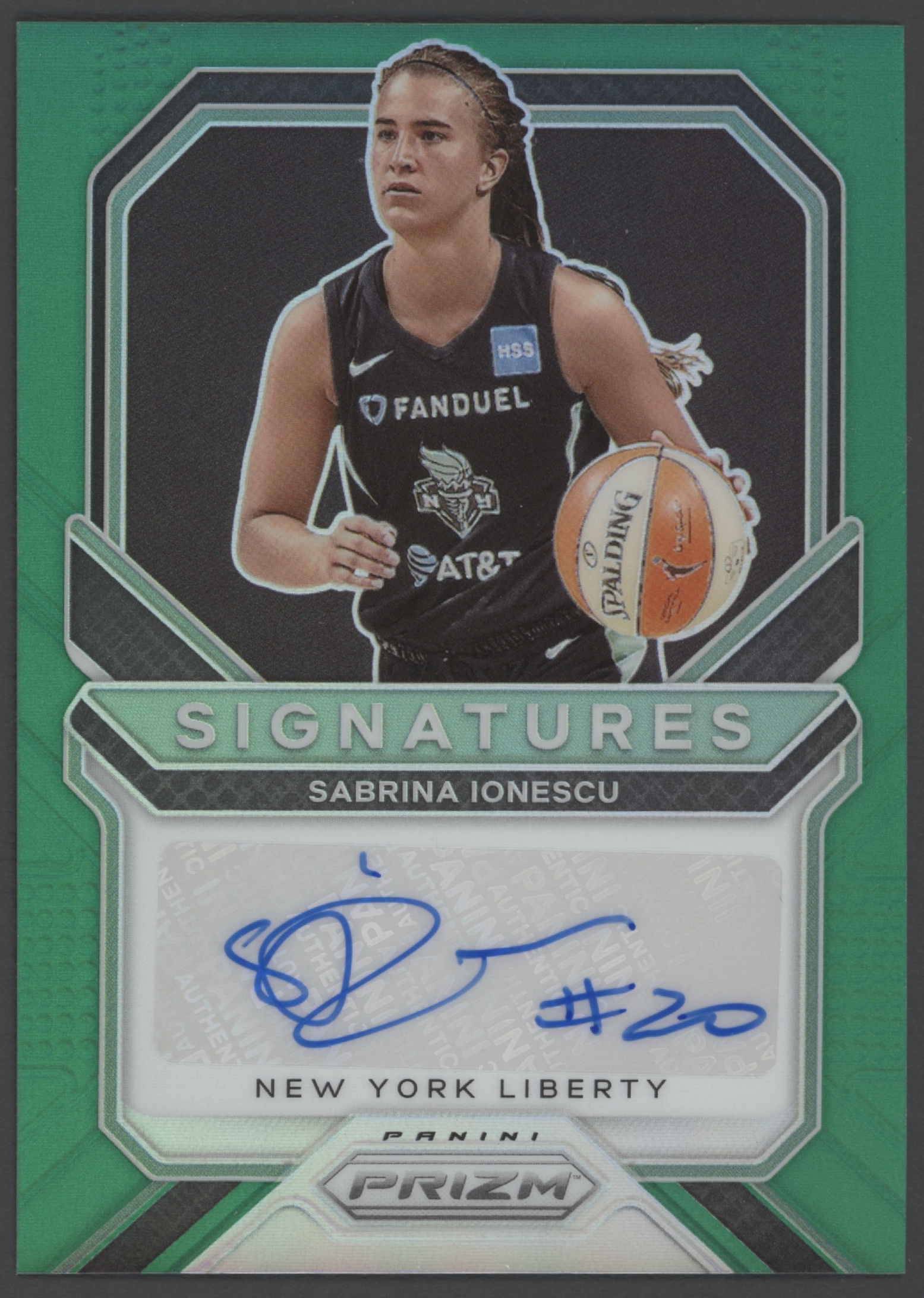 2021 Panini Prizm WNBA Sabrina Ionescu [Green] #SG-SIG card