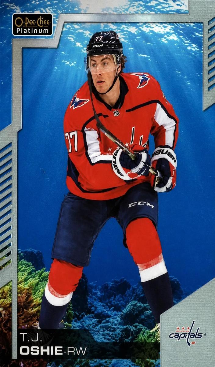 2020 O-Pee-Chee Platinum T.J. Oshie [Aquamarine] #83 card