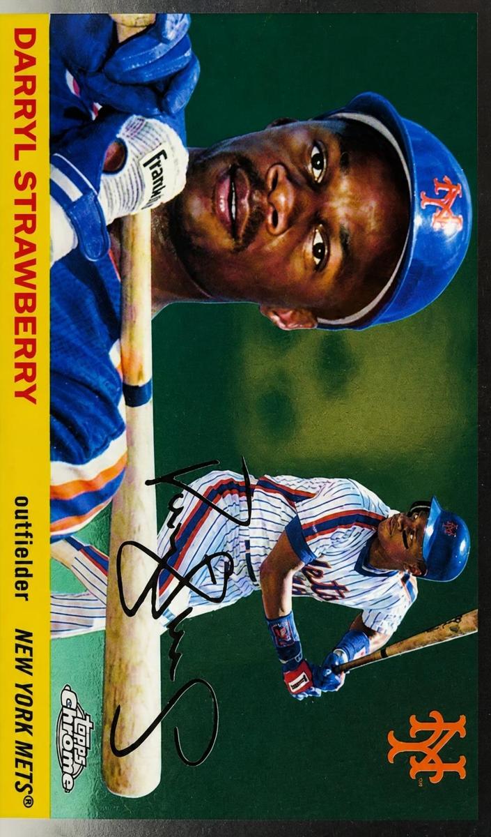 2025 Topps Chrome Platinum Darryl Strawberry [Blue Vibrations Refractor] #420 card