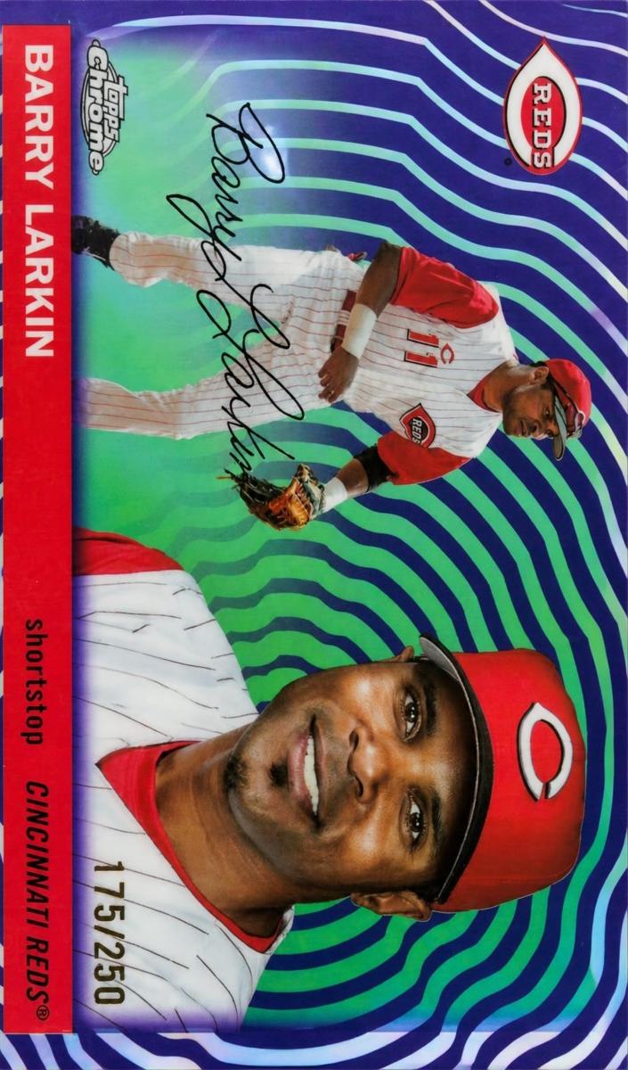 2025 Topps Chrome Platinum Barry Larkin [Green Vibrations Refractor] #451 card