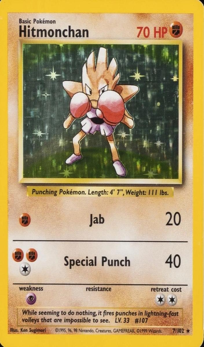 Hitmonchan Holo 1999 Pokemon Base Set