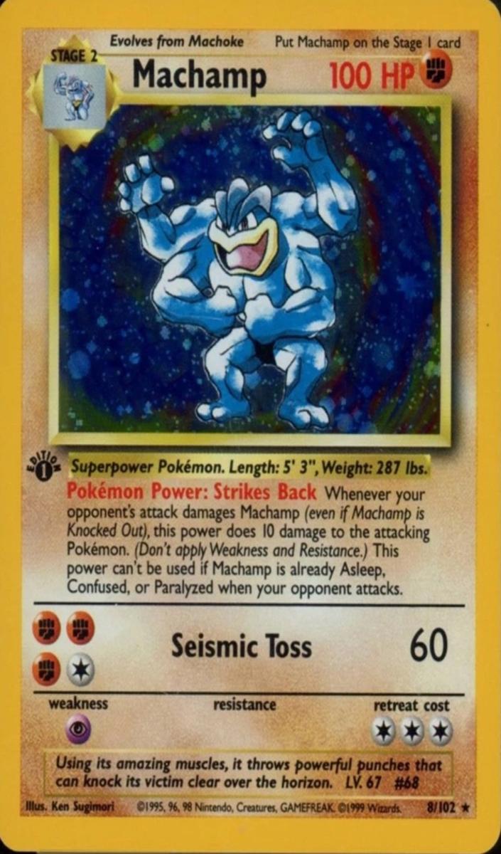 1999 Pokemon 1ST EDITION #8 Machamp-Holo front