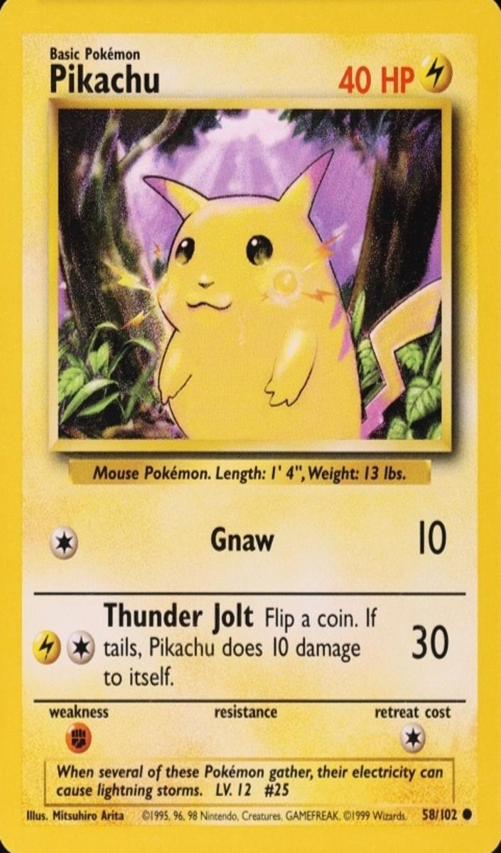 1999 Pokemon Base Set YELLOW CHEEKS #58 Pikachu front