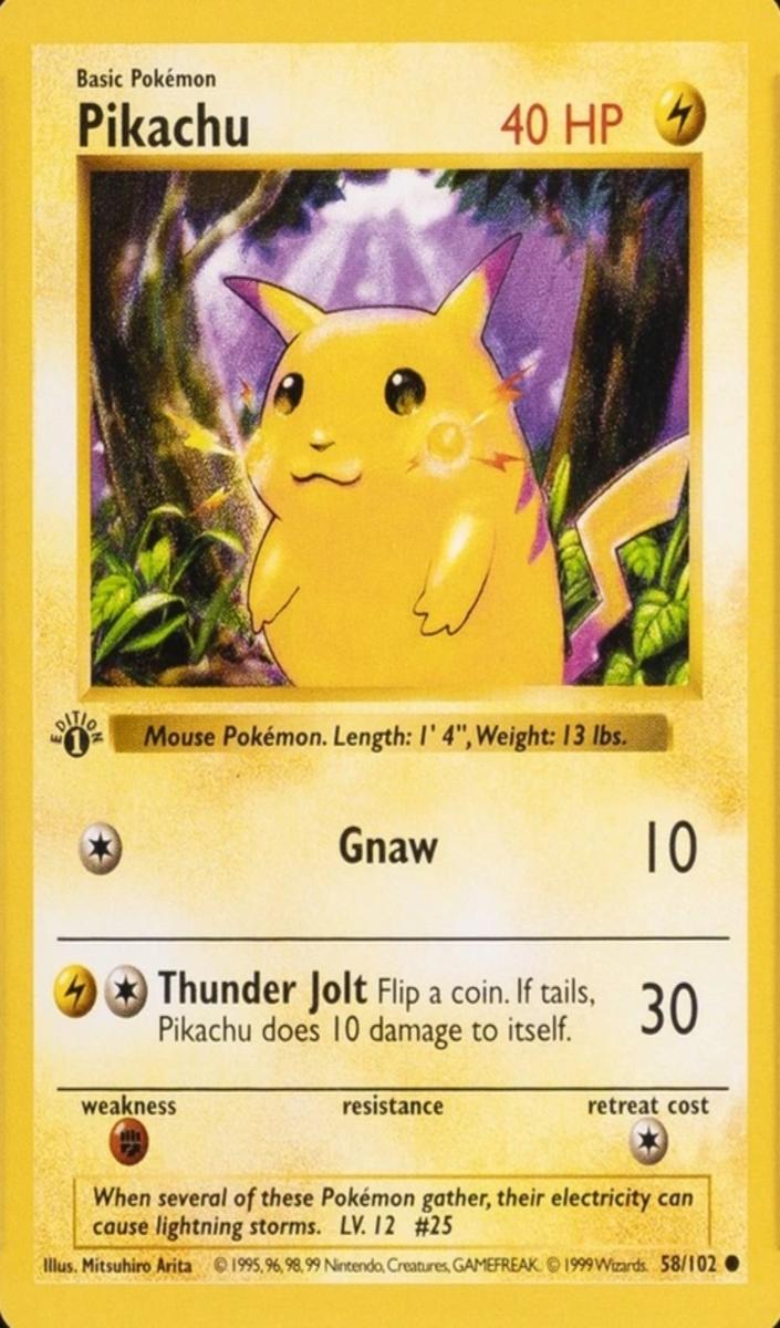 1999 Pokemon 1ST EDITION-YELLOW CHEEKS #58 Pikachu front