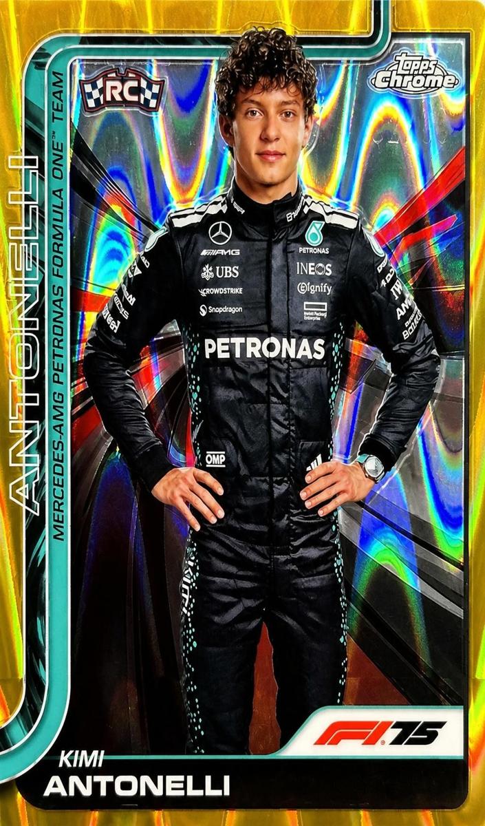 2025 Topps Chrome F1 Kimi Antonelli [Gold RayWave Refractor] #8 card