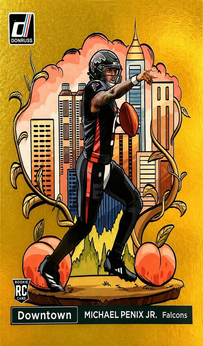 Michael Penix Jr. 2024 Panini Donruss Downtown! Football Gold #14