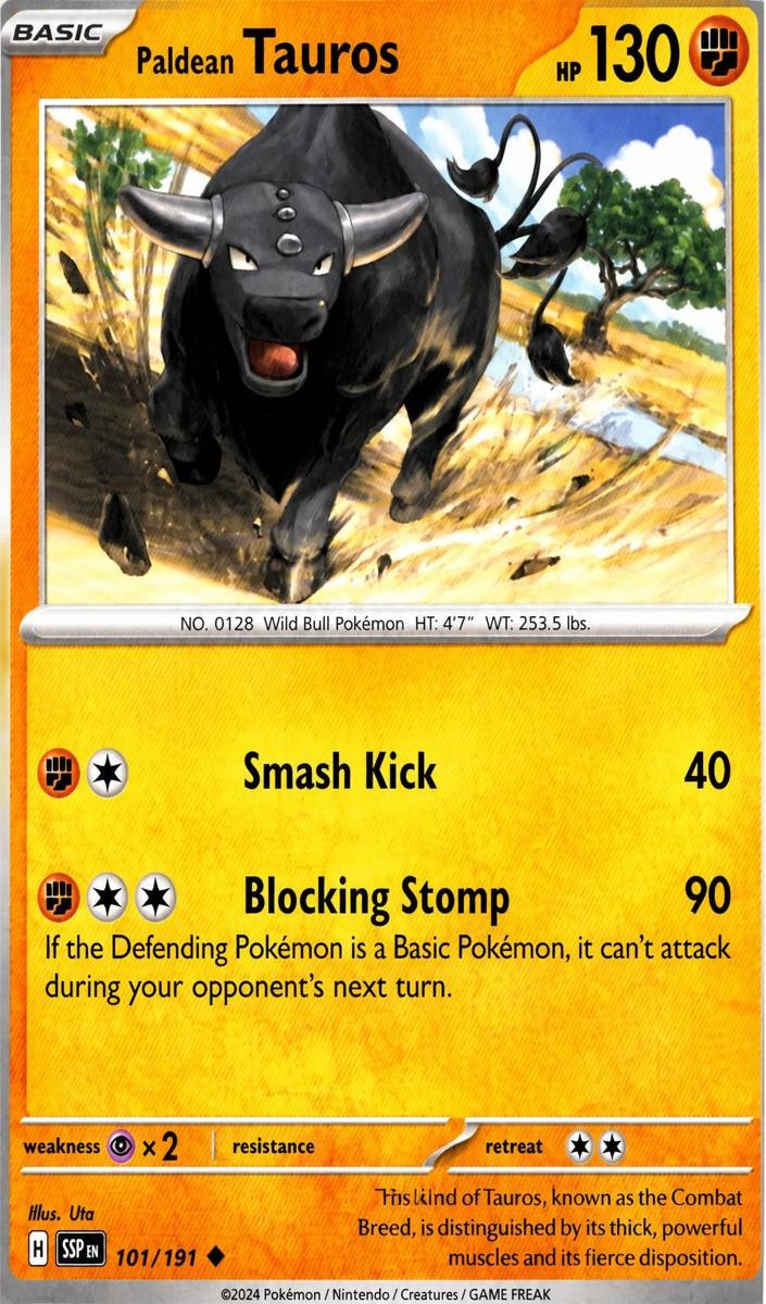 Paldean Tauros 2024 Pokemon Scarlet & Violet Surging Sparks