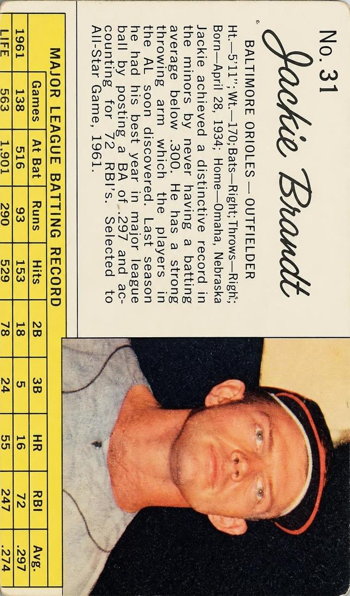 1962 Jackie Brandt [Hand Cut] #31