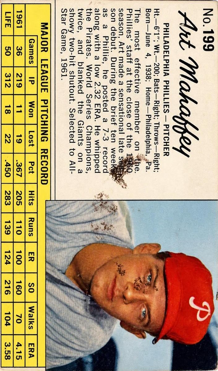 1962 Art Mahaffey [Hand Cut] #199