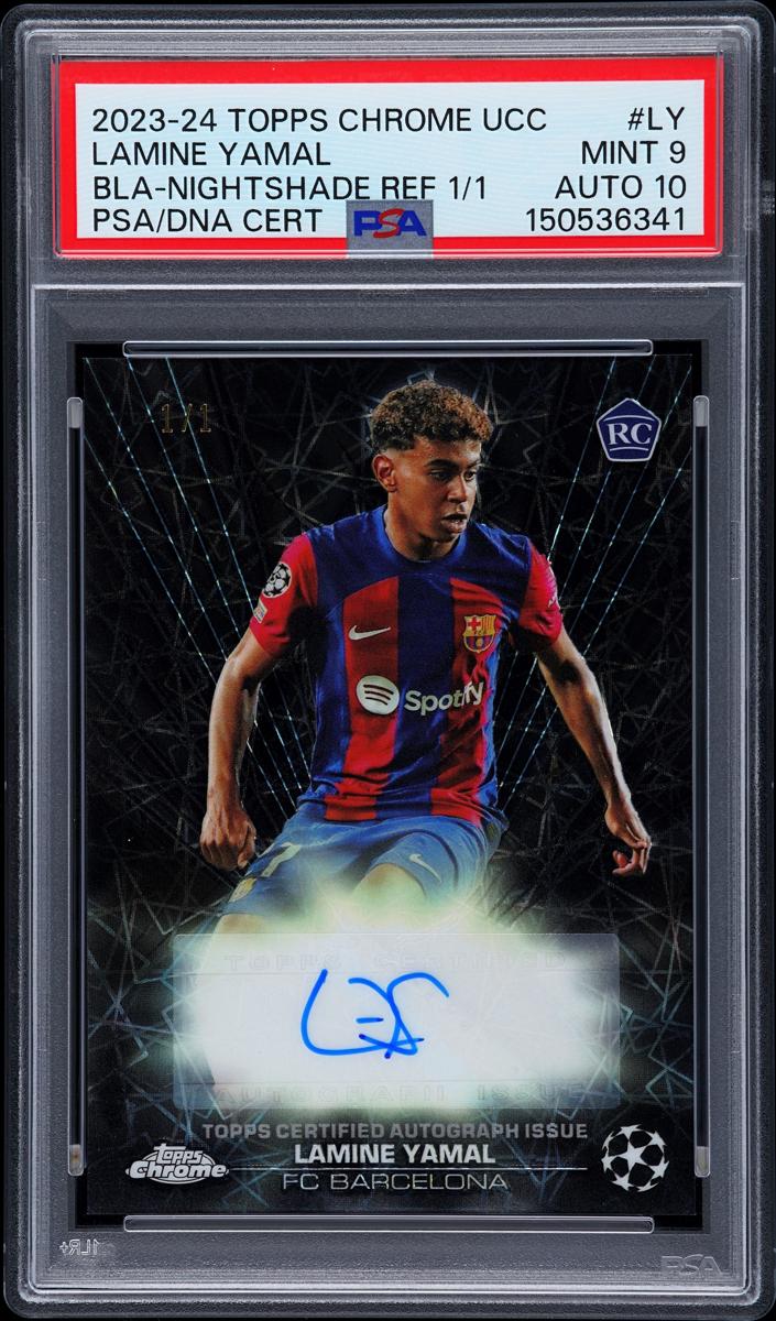 2023 Topps Chrome UEFA Club Black Lazer Autograph Lamine Yamal #BLA-LY card