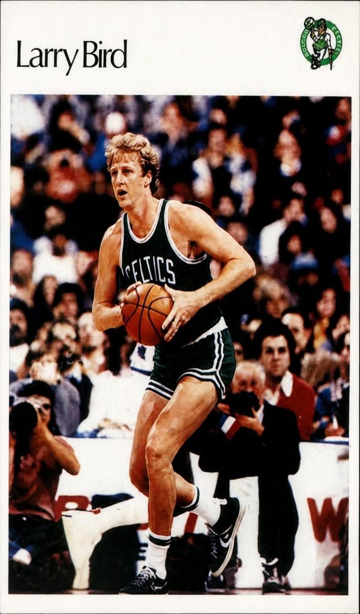 1986 Super Canasta Stickers Spanish Larry Bird #NNO card