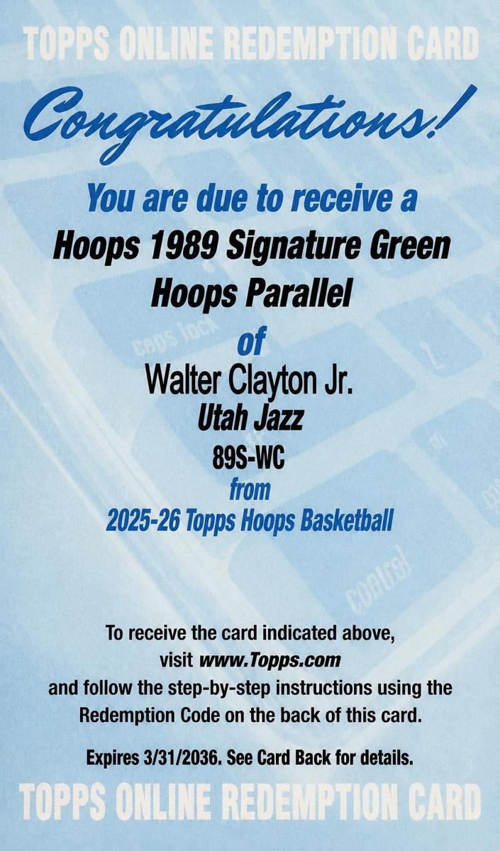 2025 Walter Clayton Jr. [Green Hoops] #89S-W