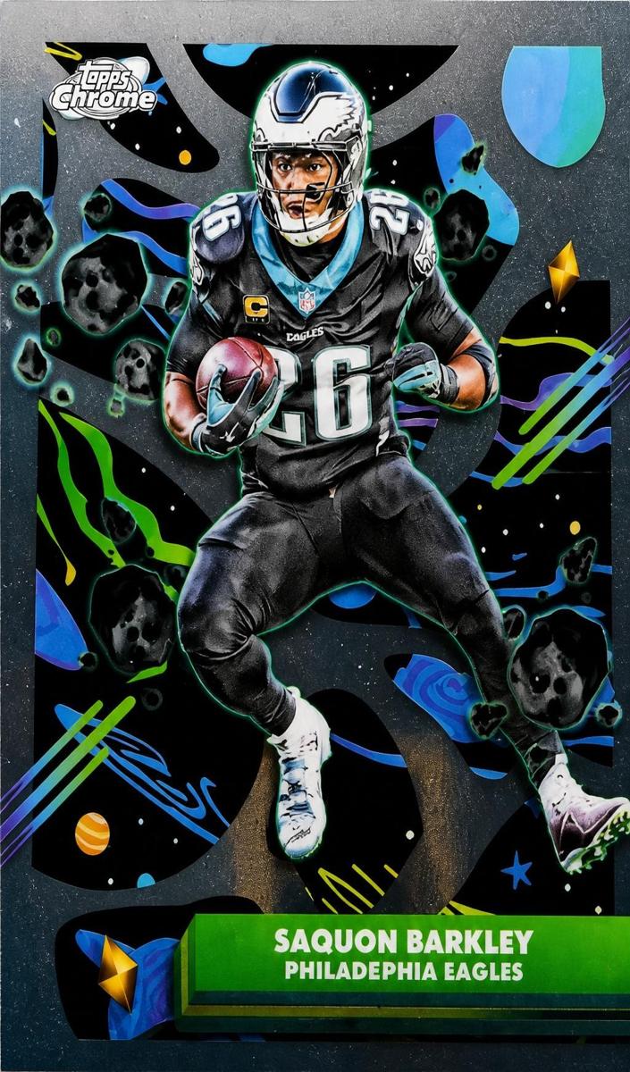 Saquon Barkley 2025 Cosmic Chrome card