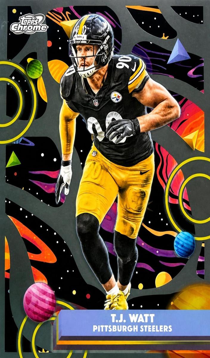 2025 Topps Cosmic Chrome T.J. Watt [Orange Galactic Refractor] #84 card