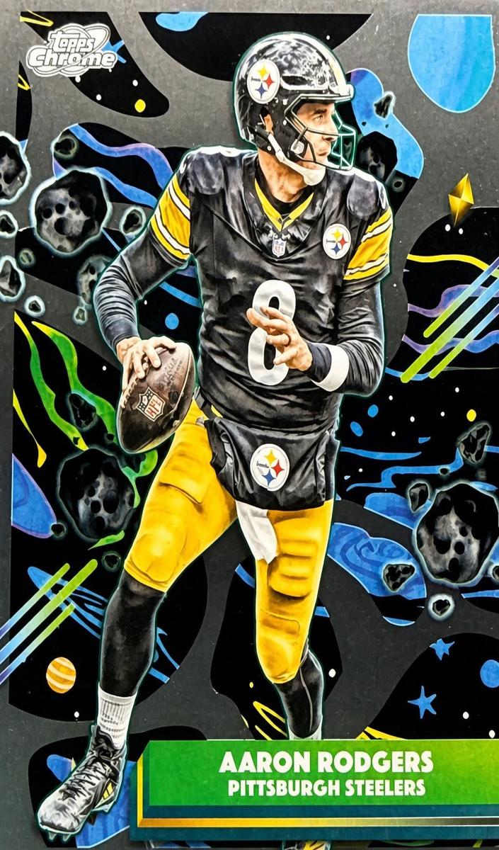 2025 Topps Cosmic Chrome Aaron Rodgers [Blue Moon Refractor] #82 card