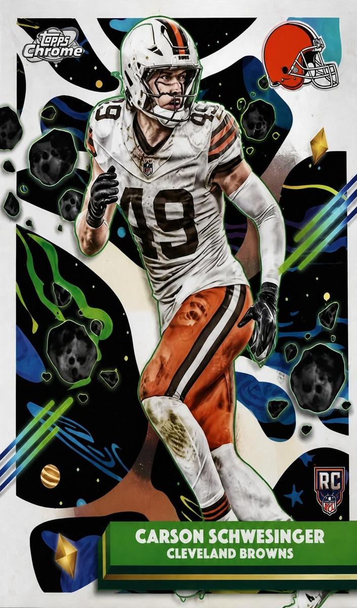 2025 Topps Cosmic Chrome Carson Schwesinger [Aqua Equinox Refractor] #123 card