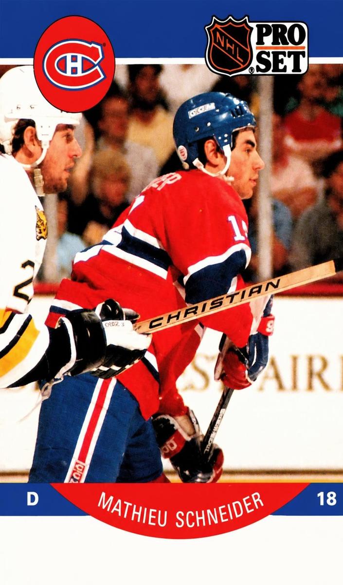 1990 Pro Set Mathieu Schneider #158 card