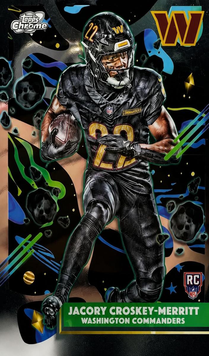 2025 Topps Cosmic Chrome Jacory Croskey-Merritt [Aqua Equinox Refractor] #200 card