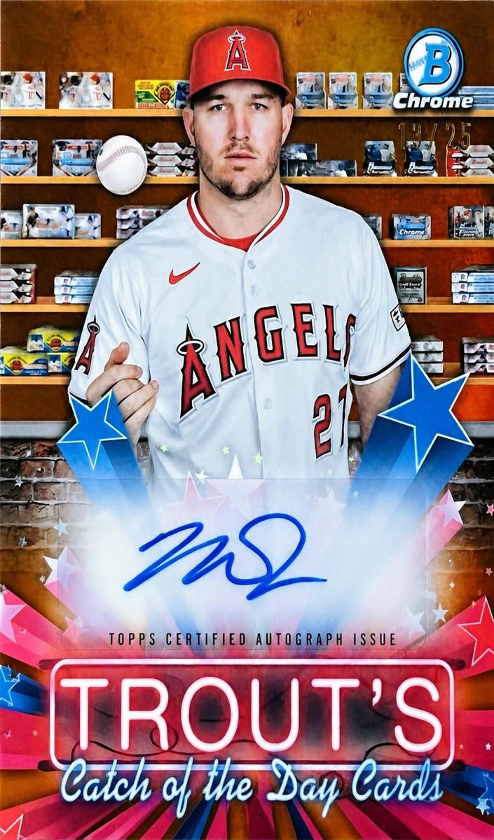 2025 Bowman HOBBY STARS AU-ORANGE REF #HSAMT Mike Trout front