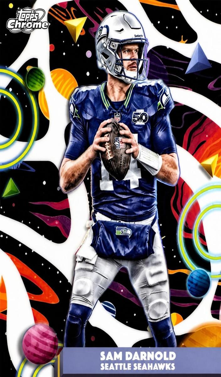 2025 Topps Cosmic Chrome Sam Darnold [Purple Nebula Refractor] #89 card