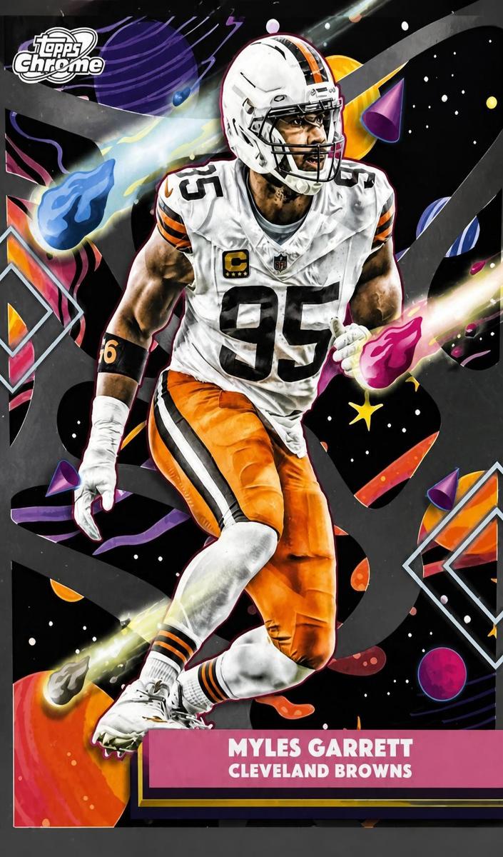 2025 Topps Cosmic Chrome Myles Garrett [Gold Interstellar Refractor] #24 card