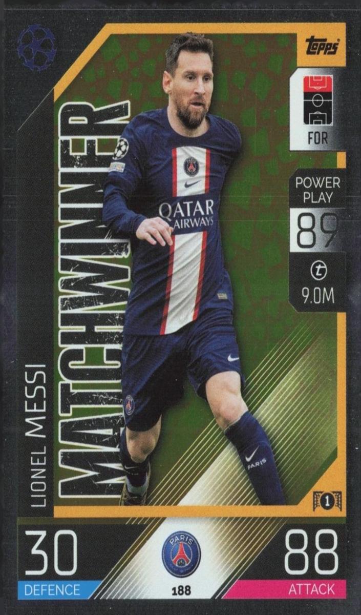 2022 Topps Match Attax UEFA Champions League Lionel Messi #188 card