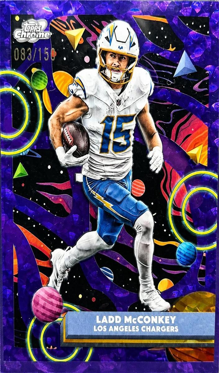 2025 Topps Cosmic Chrome Ladd McConkey [Blue Moon Refractor] #54 card