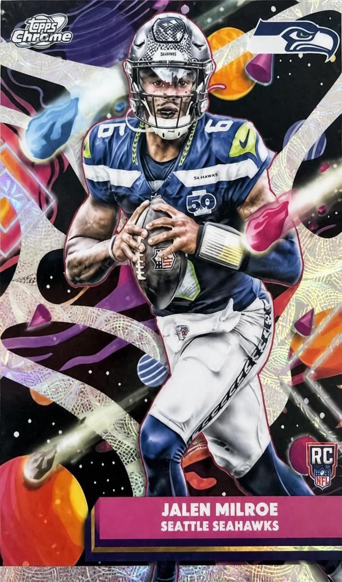 2025 Topps Cosmic Chrome Jalen Milroe [Blue Moon Refractor] #191 card