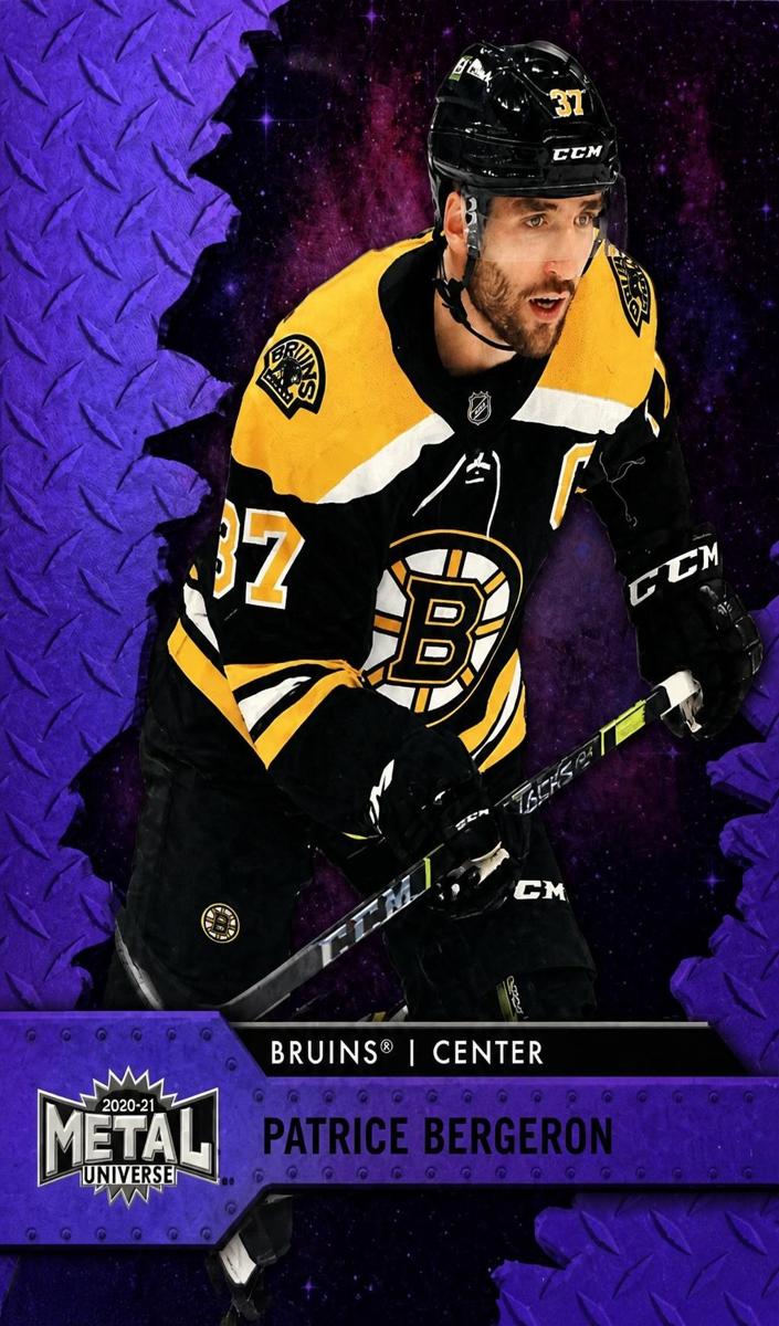 2021 Skybox Metal Universe Patrice Bergeron [Purple Spectrum] #76 card