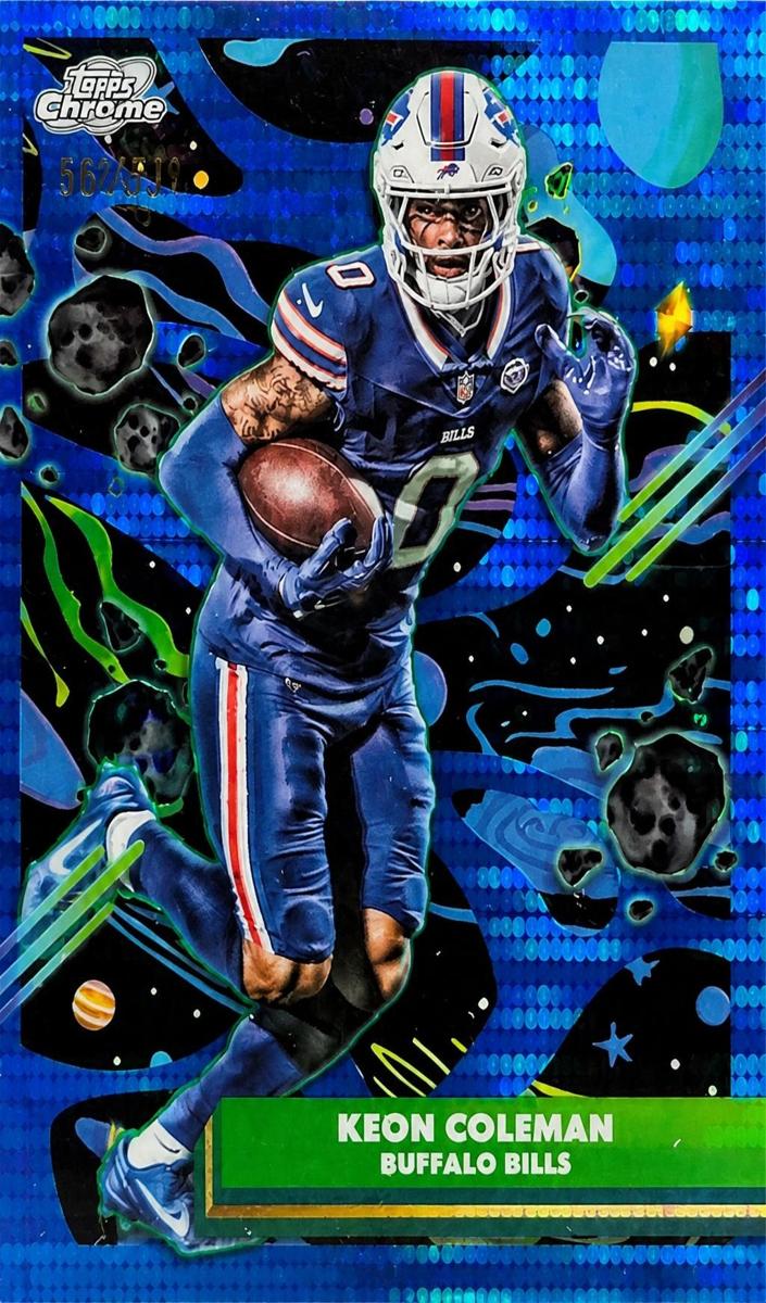 2025 Topps Cosmic Chrome Keon Coleman [Blue Moon Refractor] #12 card