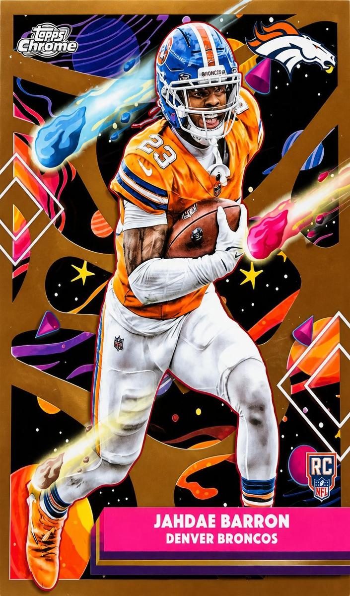 2025 Topps Cosmic Chrome Jahdae Barron [Blue Moon Refractor] #131 card