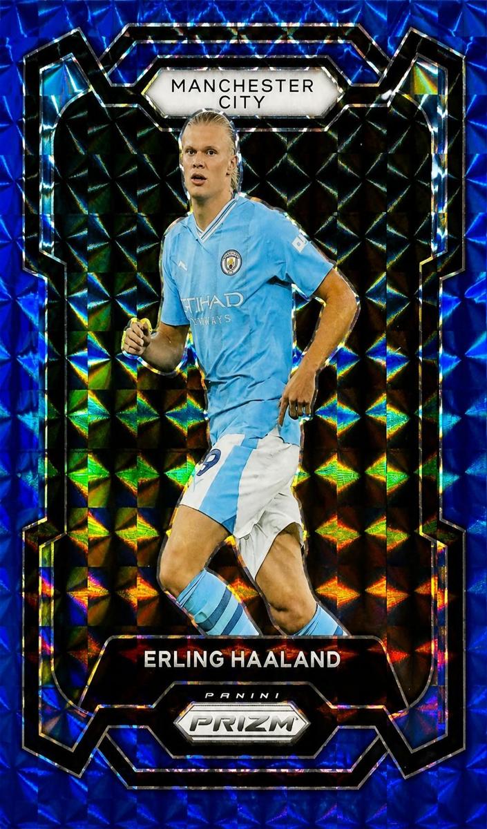 2023 Panini Prizm Premier League Erling Haaland [Blue Mosaic] #3 card