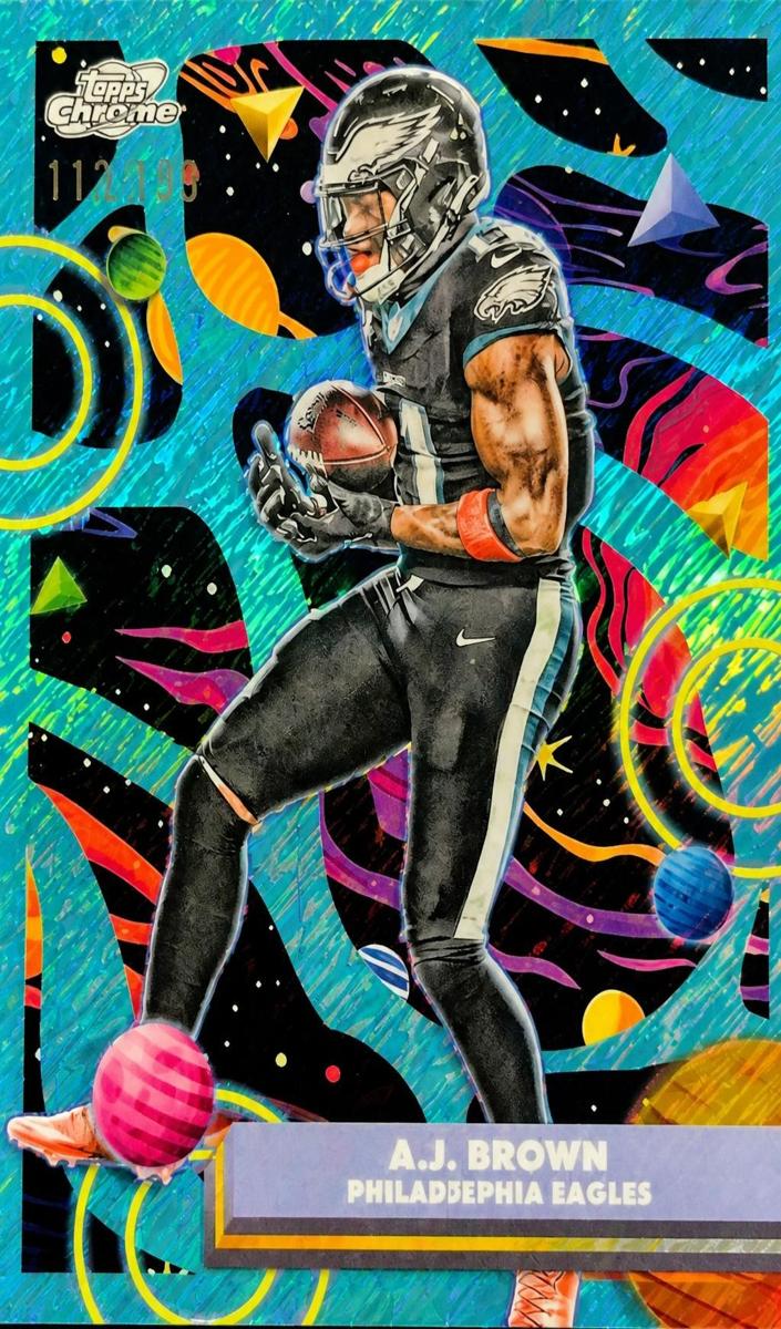 2025 Topps Cosmic Chrome A.J. Brown [Gold Interstellar Refractor] #80 card