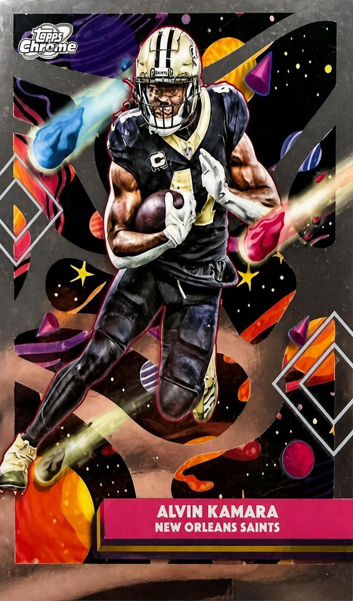 2025 Topps Cosmic Chrome Alvin Kamara [Aqua Equinox Refractor] #69 card