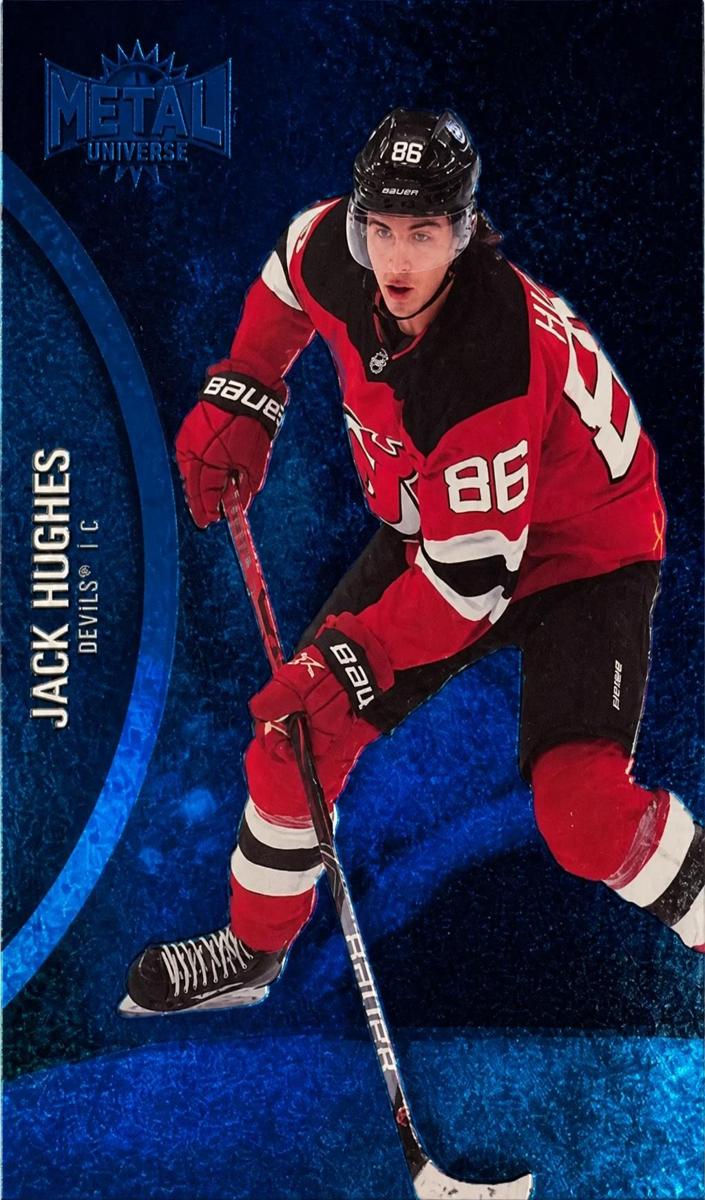 2021 Skybox Metal Universe Jack Hughes [Blue Spectrum] #28 card
