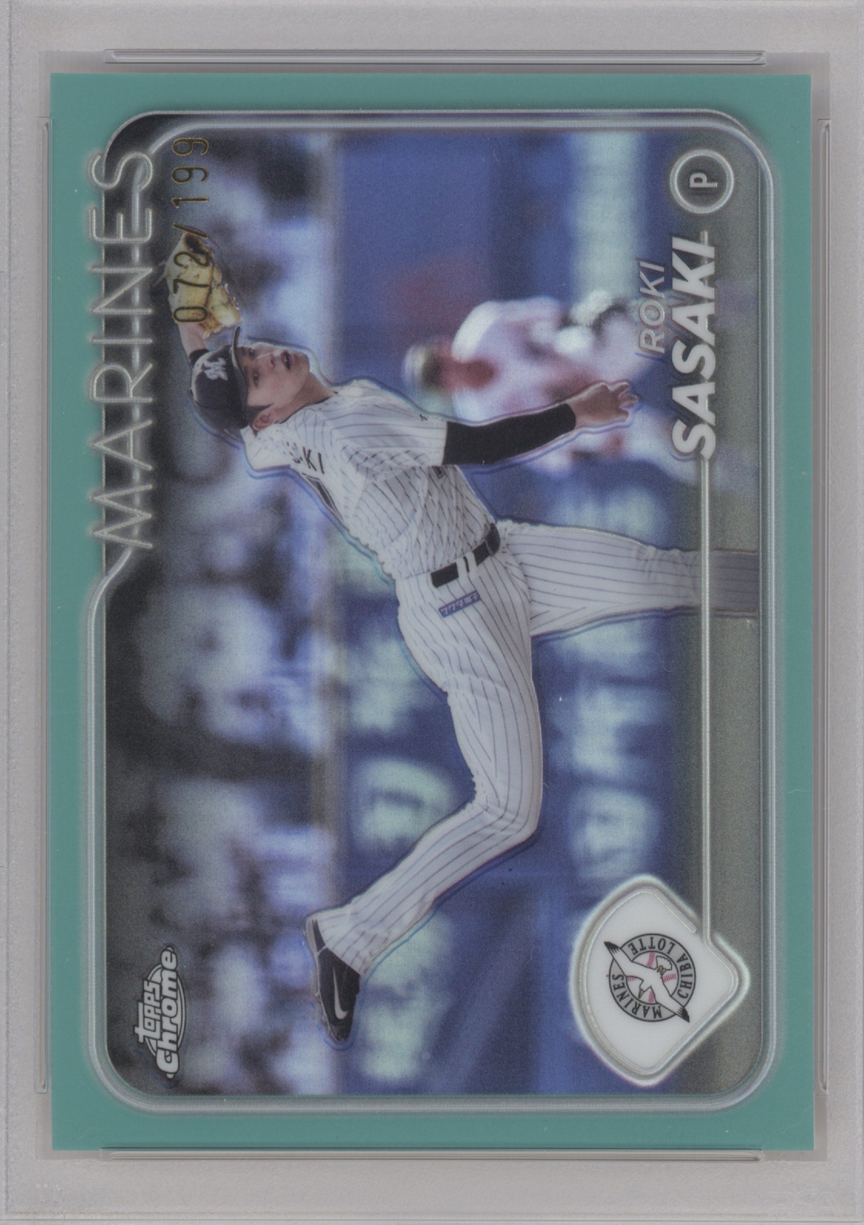 2024 Topps Chrome NPB Baseball Aqua Refractor Roki Sasaki #127 PSA 10