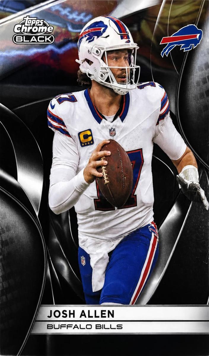 2025 Topps Chrome Black Josh Allen [Blue Wave Refractor] #12 card