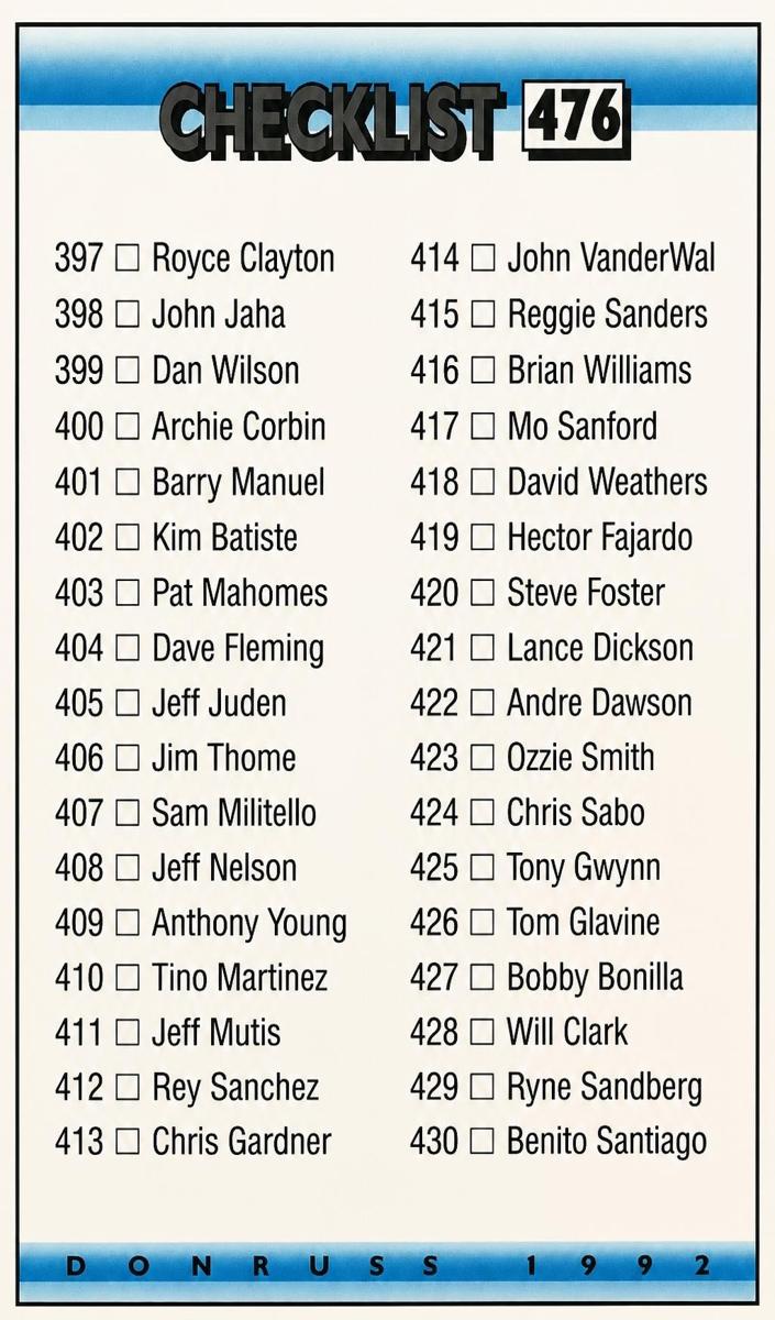 1992 Checklist #476