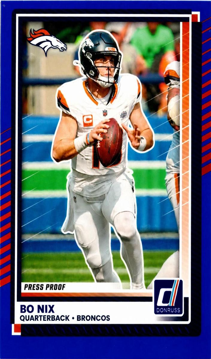 2025 Panini Donruss Bo Nix [Press Proof Blue] #39 card