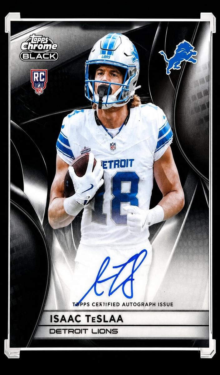 Isaac TeSlaa 2025 Topps Chrome Black Rookies Autographs Football