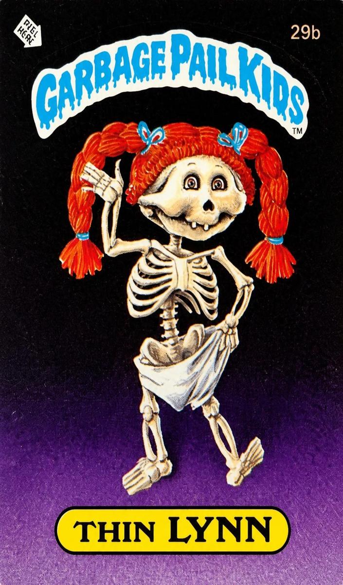 1985 Topps Garbage Pail Kids Series 1 Checklist-Glossy #29b Thin Lynn front