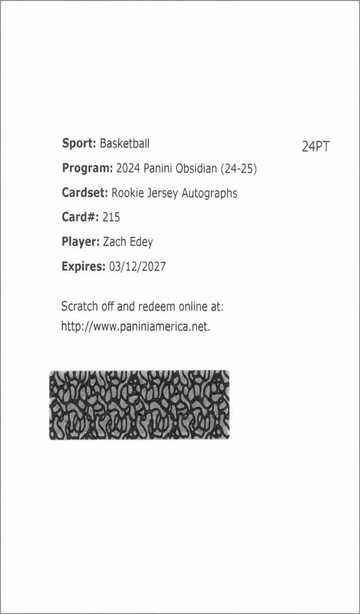 2024 Zach Edey #215