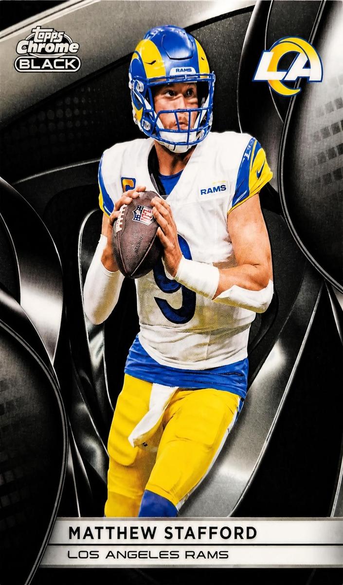 2025 Topps Chrome Black Matthew Stafford [Blue Refractor] #61 card