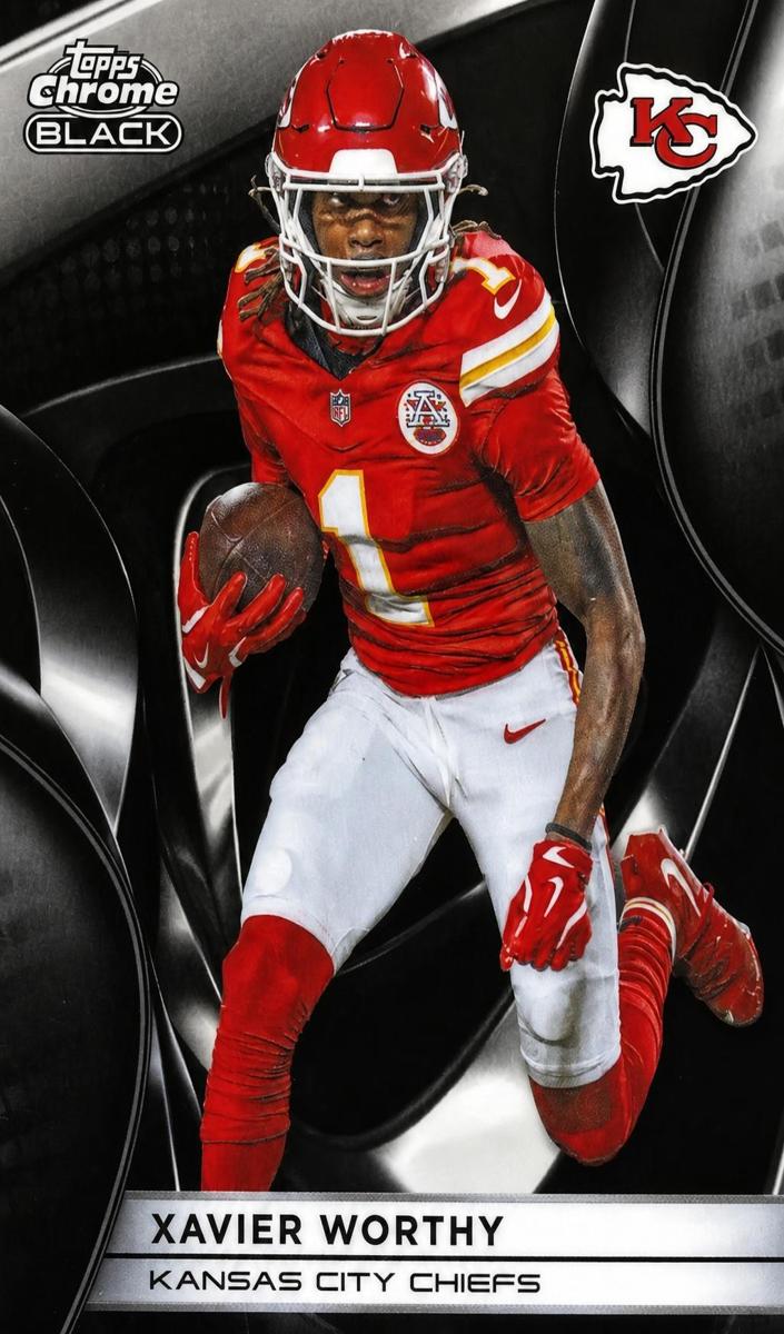 2025 Topps Chrome Black Xavier Worthy [Gold Refractor] #53 card