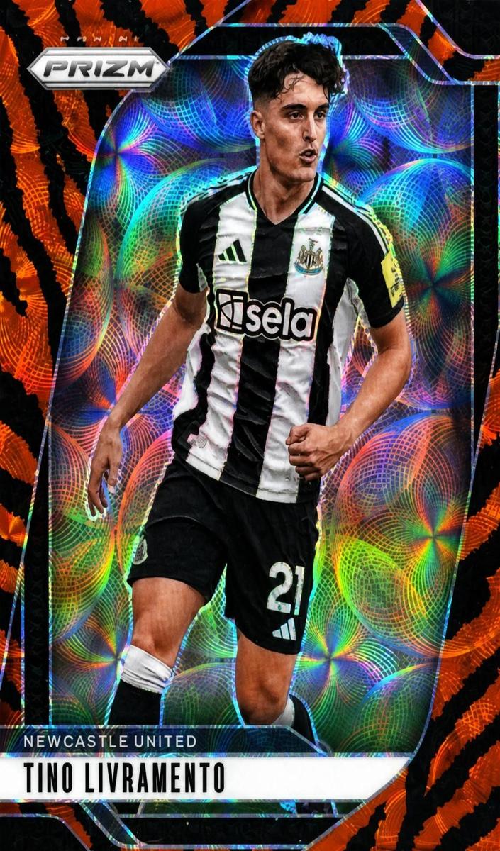 2024 Panini Prizm Premier League Tino Livramento [Choice Tiger Stripe] #119 card