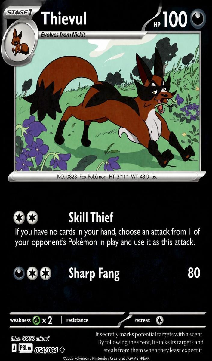 Thievul 2026 Pokemon Mega Evolution Pitch Black Reverse Holo