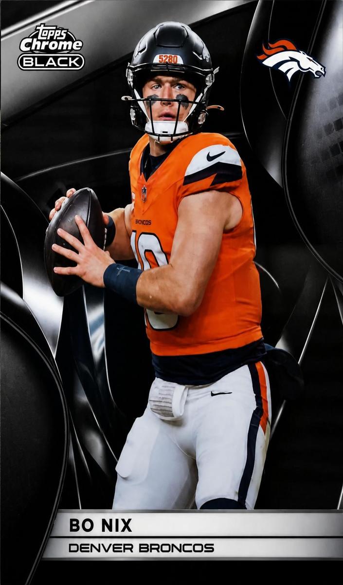 2025 Topps Chrome Black Bo Nix [Green Refractor] #33 card